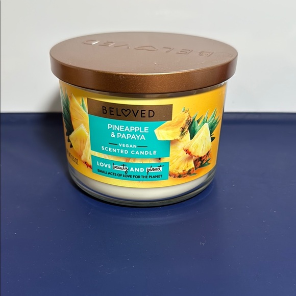 Yellow and Brown Botanical Candle with Metal Lid - Picture 1 of 3